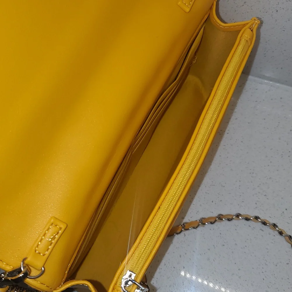 BADGLEY MISCHKA Quilted Neon Orange Crossbody Bag